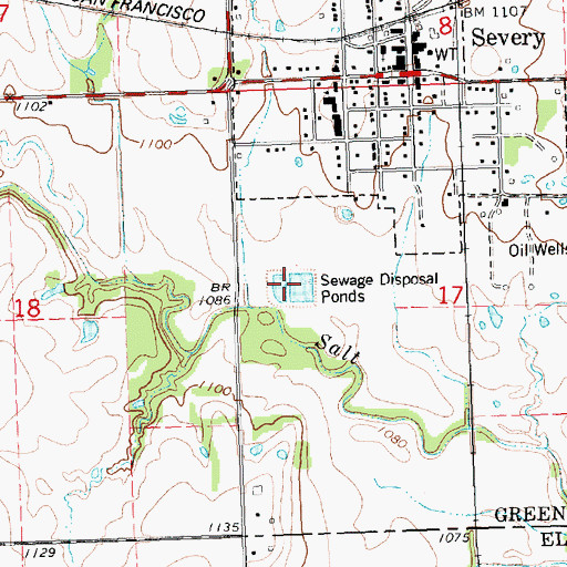 Topographic Map of Severy Wastewater Treatment Facility, KS