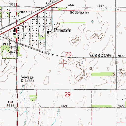 Topographic Map of Preston Wastewater Treatment Facility, KS