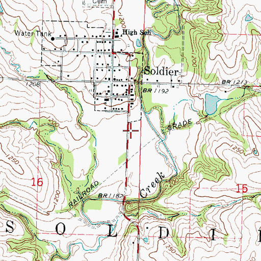 Topographic Map of Soldier Wastewater Treatment Plant, KS