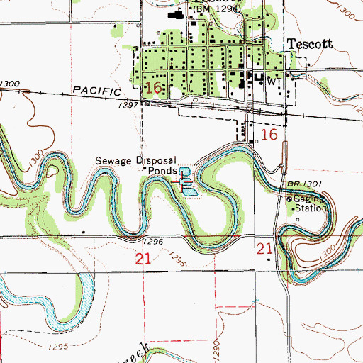 Topographic Map of Tescott Municipal Wastewater Treatment Facility, KS