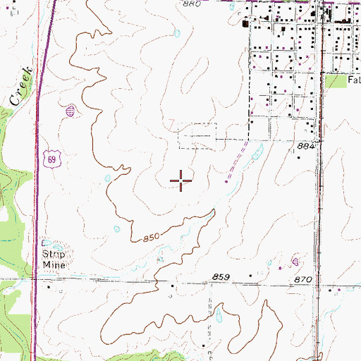 Topographic Map of Prescott Sewer Treatment Plant, KS