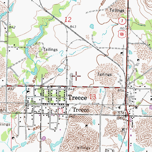 Topographic Map of Treece Wastewater Treatment Plant (historical), KS