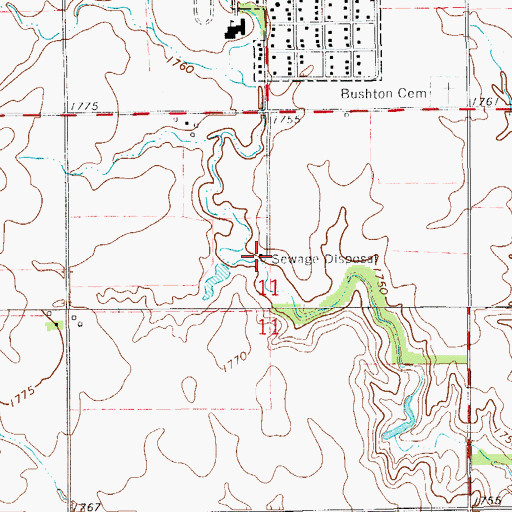 Topographic Map of Bushton Wastewater Treatment Plant, KS