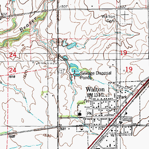 Topographic Map of Walton Wastewater Treatment Facility, KS