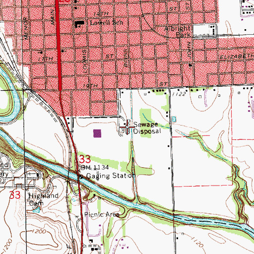 Topographic Map of Winfield Wastewater Plant, KS
