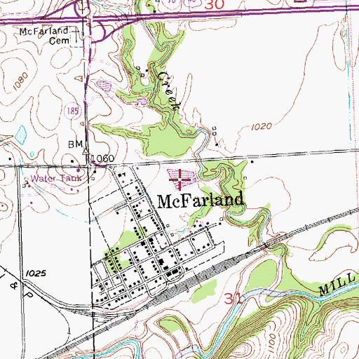 Topographic Map of McFarland Sewer Treatment Plant, KS