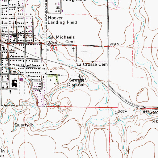 Topographic Map of La Crosse Wastewater Treatment Facility, KS