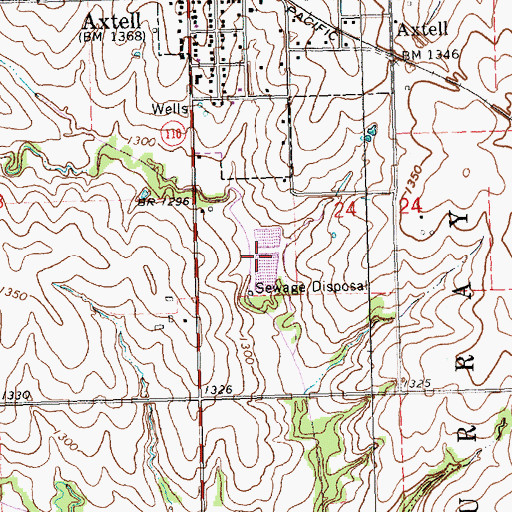 Topographic Map of Axtell Wastewater Treatment Plant, KS