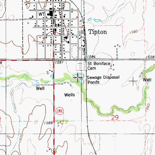 Topographic Map of Tipton Wastewater Plant, KS