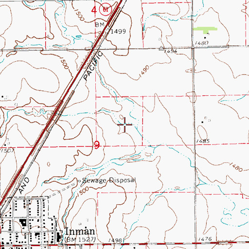 Topographic Map of Inman Wastewater Treatment Plant, KS