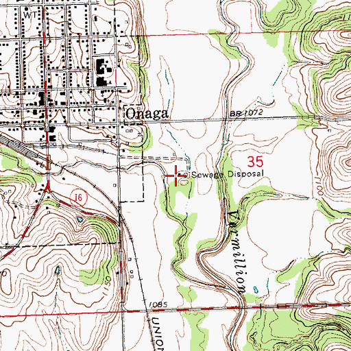 Topographic Map of Onaga Wastewater Treatment Facility, KS