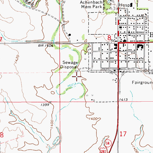 Topographic Map of Hardtner Wastewater Treatment Plant, KS