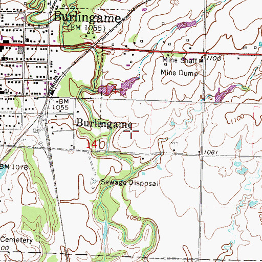 Topographic Map of Burlingame Wastewater Plant, KS