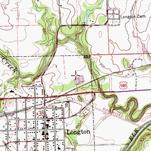 Topographic Map of Longton Sewer Treatment Plant, KS