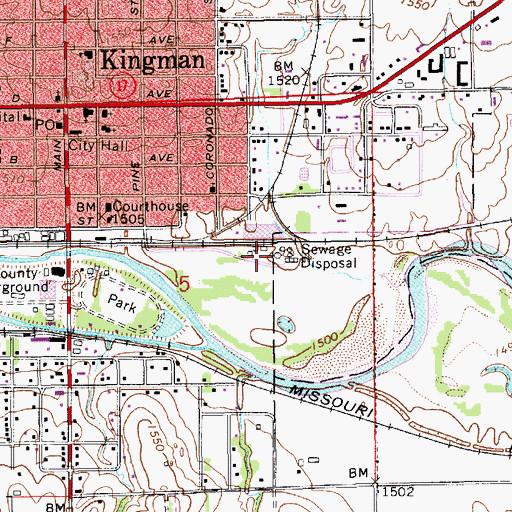 Topographic Map of Kingman Wastewater Plant, KS