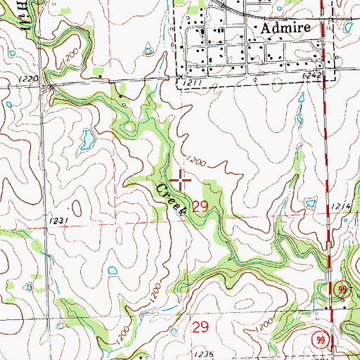 Topographic Map of Admire Wastewater Plant, KS