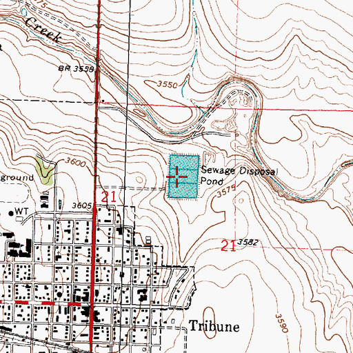 Topographic Map of Tribune Wastewater Treatment Facility, KS