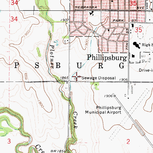 Topographic Map of Phillipsburg Wastewater Plant, KS