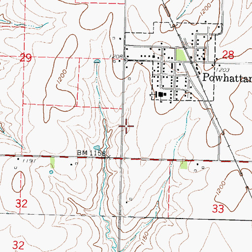 Topographic Map of Powhattan Wastewater Plant, KS