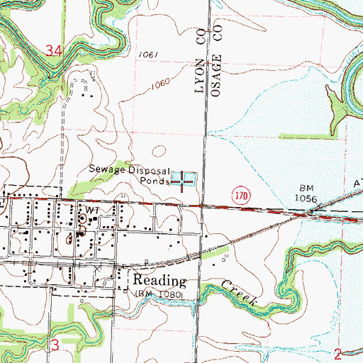 Topographic Map of Reading Sewer Treatment Plant, KS
