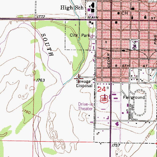 Topographic Map of Stockton Wastewater Treatment Plant, KS