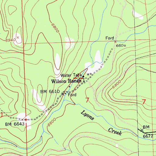 Topographic Map of Wilson Ranch, CA