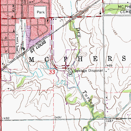 Topographic Map of McPherson Wastewater Treatment Plant, KS