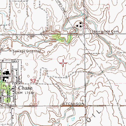 Topographic Map of Chase Sewer Treatment Plant, KS