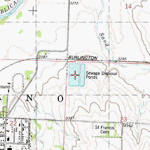 Topographic Map of Saint Francis Sewer Treatment Plant, KS