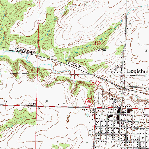 Topographic Map of Louisburg Municipal Wastewater Treatment Plant Number 1, KS