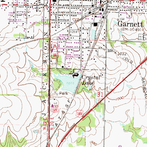 Topographic Map of Garnett Municipal Water Plant, KS