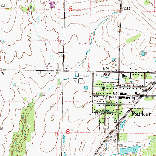 Topographic Map of Parker Wastewater Treatment Facility, KS