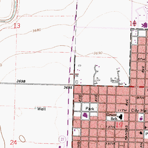 Topographic Map of Goodland Industrial Park, KS
