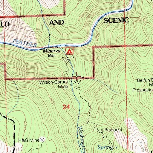 Topographic Map of Wilson-Gomez Mine, CA