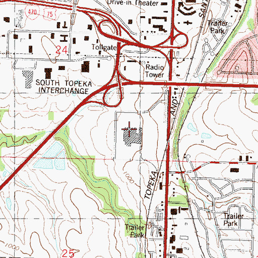 Topographic Map of Henderson Industrial Park, KS