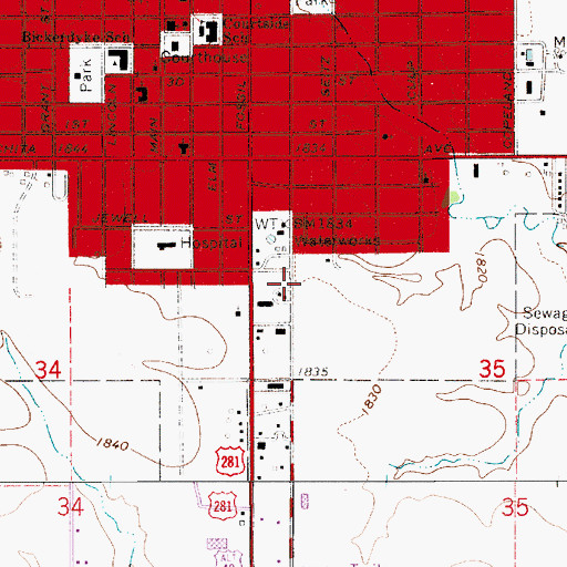 Topographic Map of Kansas Territory Enterprises Industrial Park, KS