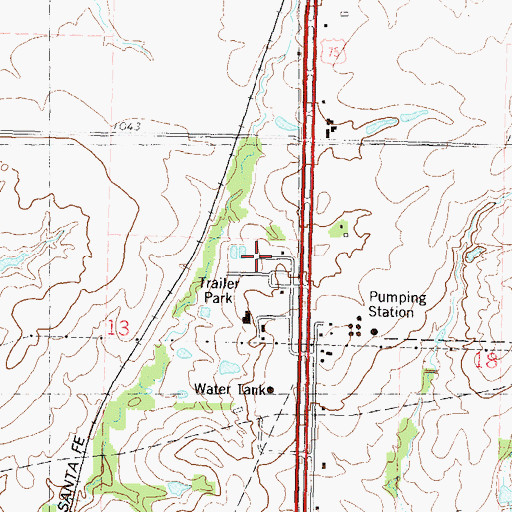 Topographic Map of Kanza Fire Commerce Park, KS