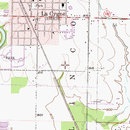 Topographic Map of Lacygne Industrial Park, KS