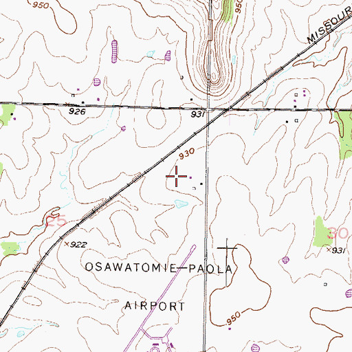 Topographic Map of Miami County Airport Industrial Park, KS