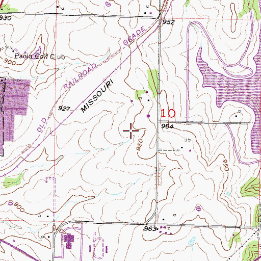 Topographic Map of Paola Business Park, KS