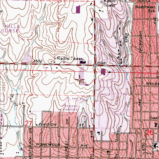 Topographic Map of Walter Heights Industrial Park, KS