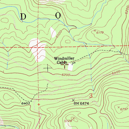 Topographic Map of Windmiller Cabin, CA