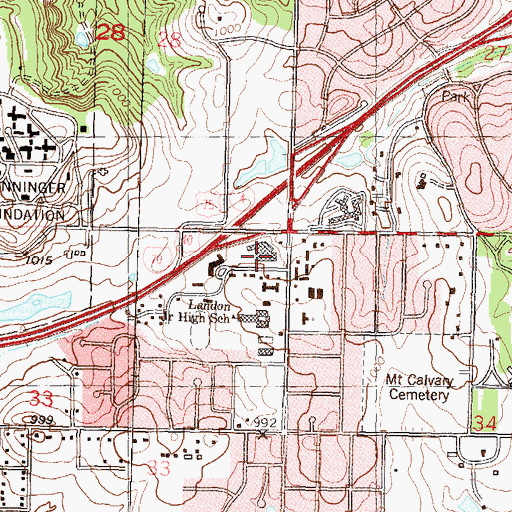 Topographic Map of Cedar Crest Office Park, KS