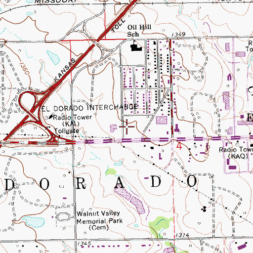 Topographic Map of El Dorado Business Park, KS