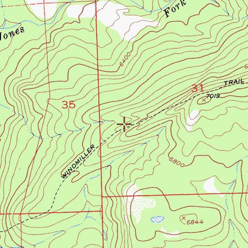 Topographic Map of Windmiller Trail, CA