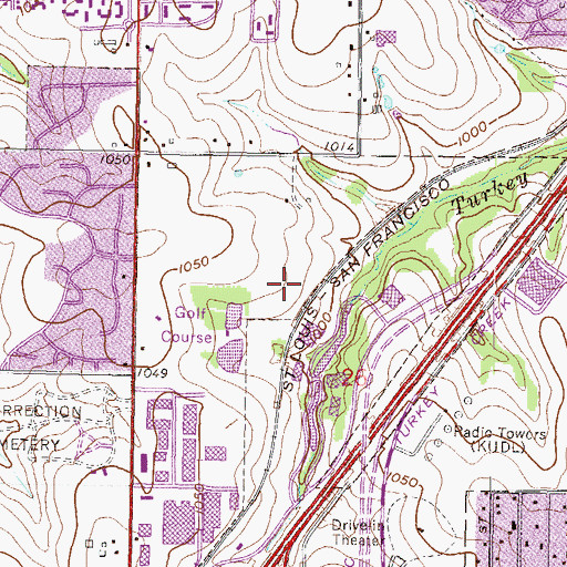 Topographic Map of Pine Ridge Business Park, KS