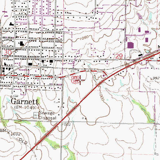 Topographic Map of Prairie Plaza Business Park, KS