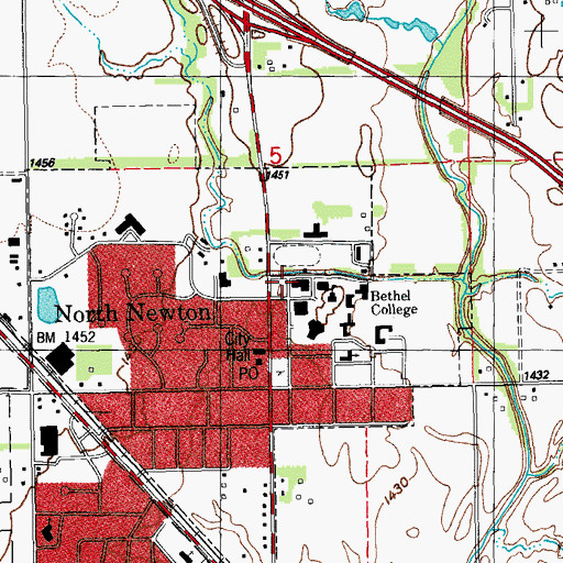 Topographic Map of Bethel College Thresher Gymnasium, KS