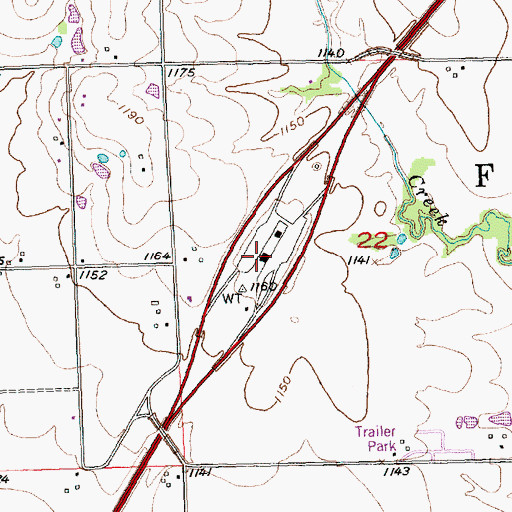 Topographic Map of Kansas Turnpike Authority - Emporia Service Area Oria Service Area, KS