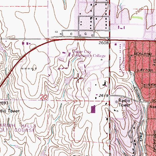 Topographic Map of Dodge City Community College Learning Resource Center, KS